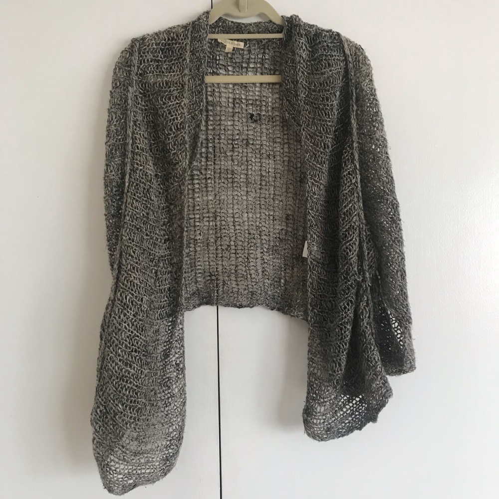 Eileen Fisher Grey Knit Cape Cardigan